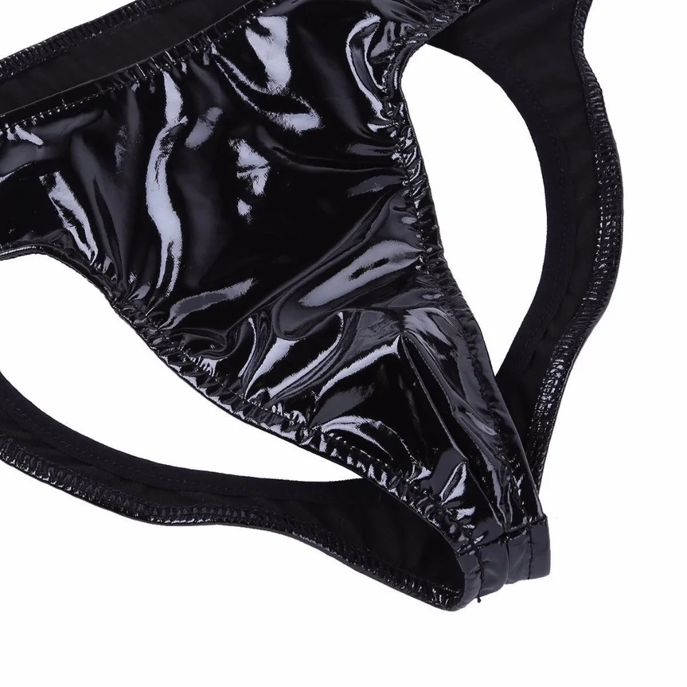 Men's New PVC Black Vinyl Backless Briefs Open Back Underwear - Picture 5 of 15